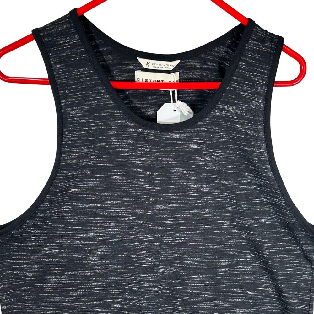 Distortion Mens Heathered Tank Top Black White Sleeveless Crew Neck Size M NEW